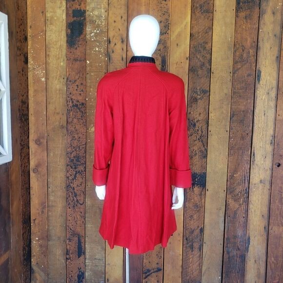 Joffeld Red & Black Wool Coat - Picture 3 of 10